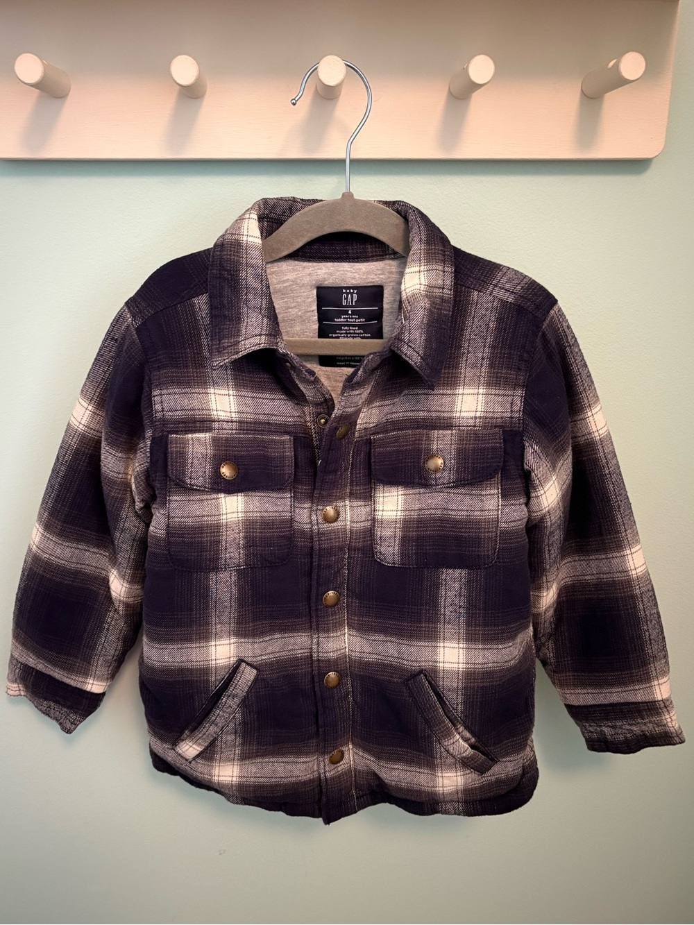 GAP Kids Plaid Button-Front Shacket